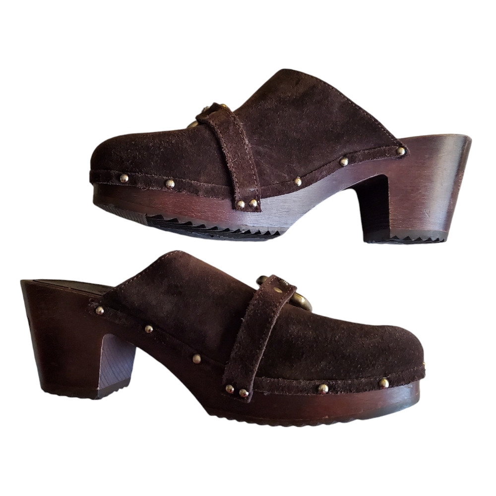 Juicy Couture Brown Suede Studded Clogs